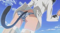 Rule 34 | 1girl, animated, animated gif, ass, ass shake, butt crack, francesca lucchini, panties, screencap, solo, strike witches, striped clothes, striped panties, tail, underwear, world witches series