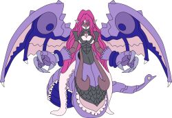 Rule 34 | breasts, claws, cleavage, digimon, digimon story: lost evolution, ex-eraser gamma, highres, lamia, long hair, mask, medium breasts, monster girl, transparent background, wings
