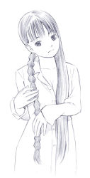 Rule 34 | 1girl, braid, dress shirt, long hair, monochrome, original, shirt, sketch, solo, yoshitomi akihito