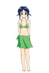Rule 34 | andou mahoro, animated, animated gif, artist request, blue hair, frown, green eyes, lowres, mahoromatic, source request, swimsuit, yoga