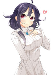 Rule 34 | 10s, 1girl, bad id, bad pixiv id, hand on own chest, kankitsunabe (citrus), kantai collection, long hair, low twintails, magatama, purple hair, red eyes, ribbed sweater, solo, sweater, taigei (kancolle), turtleneck, twintails