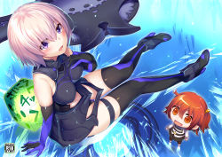 Rule 34 | &gt; &lt;, 2girls, :d, ahoge, armor, armored dress, bare shoulders, black dress, black gloves, black pantyhose, black thighhighs, blue gloves, blush, bodysuit, breasts, chibi, closed eyes, content rating, dice, dress, elbow gloves, fate/grand order, fate (series), fujimaru ritsuka (female), gloves, hand on own chest, high heels, hinasaki you, lips, long sleeves, looking at viewer, looking up, mash kyrielight, medium breasts, multicolored clothes, multicolored gloves, multiple girls, open mouth, orange eyes, orange hair, pantyhose, purple eyes, purple hair, shield, short hair, side ponytail, sitting, smile, thighhighs