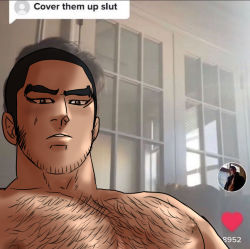Rule 34 | 1boy, bara, beard, black hair, brown eyes, buzz cut, chest hair, cover them up slut (meme), facial hair, golden kamuy, hairy, hairy chest, indoors, large pectorals, looking at viewer, male focus, mature male, meme, muscular, muscular male, nipples, nude, pectoral focus, pectorals, short hair, sideburns, solo, solo focus, stubble, tagme, tanigaki genjirou, thick eyebrows, upper body, very short hair