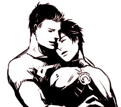 Rule 34 | 2boys, black hair, cape, closed eyes, dc comics, emblem, holding hands, leaning, lowres, male focus, monochrome, multiple boys, outline, red robin, simple background, sketch, smile, superboy, superhero costume, tim drake, yaoi, young justice