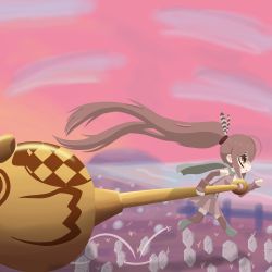 Rule 34 | 1girl, ahoge, beach, belt, bird, blush, boots, breasts, brown eyes, brown hair, cape, cloud, dress, feather hair ornament, feathers, fence, giant hammer, gloves, gold, grass, hair ornament, hammer, highres, hololive, hololive english, island, long glove, long hair, medium breasts, nanashi mumei, ocean, owl, pleated skirt, ponytail, running, skirt, socks, souls4u, stone path, sunrise, sunset, thighhighs, virtual youtuber
