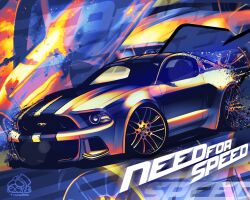 Rule 34 | artist name, car, chibi, commentary, copyright name, english commentary, ford, ford mustang, ford mustang s197, highres, motor vehicle, muscle car, need for speed, need for speed (2014 film), no humans, shadow, toonzoku, vehicle focus