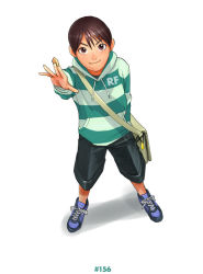 Rule 34 | 1boy, brown hair, full body, male focus, ryu (ryu&#039;s form site), shoes, short hair, shorts, smile, sneakers, solo, white background