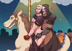 Rule 34 | 2boys, anal, ass, bara, blush, male focus, male penetrated, mask, multiple boys, muscular, overwatch, overwatch 1, reaper (overwatch), samon sushi, sex, soldier: 76 (overwatch), yaoi