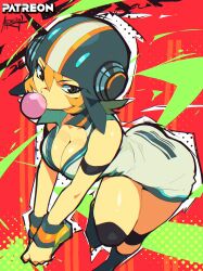 Rule 34 | 1girl, absurdres, aetherion, ass, blonde hair, breasts, chewing gum, cleavage, gum (jsr), helmet, highres, jet set radio, jet set radio future, medium breasts, solo, thighs