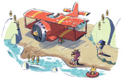 Rule 34 | aircraft, airplane, beach, biplane, cigar, furry, furry male, glasses, hat, knuckles the echidna, matt braly, no humans, ring (sonic), sonic (series), sonic the hedgehog, sonic the hedgehog (classic), tails (sonic), vehicle focus