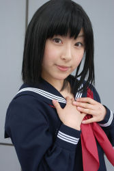Rule 34 | awatsuki anzu, cosplay, ichigo 100 percent, photo (medium), school uniform, serafuku, socks, toujou aya