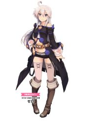 Rule 34 | 1girl, ahoge, belt, boots, breasts, closed mouth, cropped, full body, gluteal fold, hair between eyes, hand on own hip, knee boots, light brown hair, long hair, long sleeves, midriff, navel, official art, purple eyes, shizuma yoshinori, short shorts, shorts, sidelocks, small breasts, smile, solo, standing, thighhighs, transparent background, zero (zero kara hajimeru mahou no sho), zero kara hajimeru mahou no sho