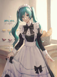Rule 34 | 1girl, absurdres, alternate costume, apron, apron lift, aqua eyes, aqua hair, blurry, blurry background, clothes lift, curtsey, dress, dress lift, enmaided, hair between eyes, hatsune miku, highres, indoors, long hair, long sleeves, looking at viewer, maid, maid apron, maid headdress, signature, skirt, skirt lift, smile, solo, standing, twintails, vocaloid, zieru