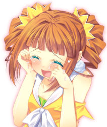 Rule 34 | 10s, 1girl, blush, bow, brown hair, closed eyes, idolmaster, idolmaster (classic), idolmaster 2, md5 mismatch, mitsumomo mamu, open mouth, solo, takatsuki yayoi, tears, twintails, upper body