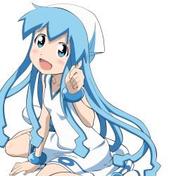 Rule 34 | blue eyes, blue hair, dress, hat, highres, ikamusume, long hair, shinryaku! ikamusume, tentacle hair, torasen (artist), transparent background