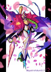 Rule 34 | bloomlordmon, blue eyes, digimon, flower, highres, knight, lance, petals, polearm, weapon