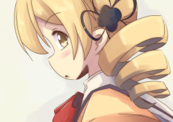 Rule 34 | 10s, 1girl, bad id, bad pixiv id, blonde hair, blush, drill hair, hair ornament, mahou shoujo madoka magica, mahou shoujo madoka magica (anime), naruse mai, open mouth, profile, school uniform, solo, tomoe mami, twin drills, twintails, upper body, yellow eyes