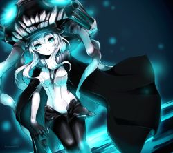 Rule 34 | 10s, 1girl, absurdres, abyssal ship, bad id, bad pixiv id, blue eyes, bodysuit, cape, chizuru (ambient), dutch angle, expressionless, glowing, glowing eyes, headgear, highres, kantai collection, solo, tentacles, white hair, wo-class aircraft carrier