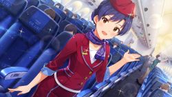 Rule 34 | aircraft, airplane, blue hair, hat, idolmaster, kisaragi chihaya, official art