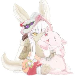 Rule 34 | 10s, artist request, brown eyes, rabbit, furry, long hair, made in abyss, mitty (made in abyss), nanachi (made in abyss), white hair