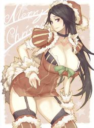 Rule 34 | 1girl, black hair, black panties, black thighhighs, boots, bra, breasts, choker, christmas, cleavage, collarbone, contrapposto, cowboy shot, cropped jacket, cuffs, dress, english text, female focus, fur trim, garter straps, hand on leg, hat, huge breasts, image sample, large breasts, leaning forward, light smile, long hair, looking at viewer, md5 mismatch, merry christmas, panties, pantyshot, parted bangs, parted lips, puff and slash sleeves, puffy short sleeves, puffy sleeves, purple eyes, red dress, resized, santa costume, santa hat, short dress, short sleeves, side slit, smile, solo, standing, striped, sun-3, thick thighs, thigh boots, thighhighs, thighs, underwear, vertical stripes, very long hair