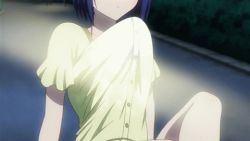Rule 34 | animated, animated gif, blue hair, bra, breasts, lowres, medium breasts, nipples, open mouth, sairenji haruna, shirt, to love-ru, torn clothes, underwear, yellow shirt