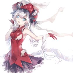 Rule 34 | 1girl, bad hands, blue eyes, breasts, dress, fate/grand order, fate (series), gloves, hand in own hair, hat, long hair, marie antoinette (fate), medium breasts, open mouth, picoli1313, red dress, red gloves, red hat, simple background, sleeveless, sleeveless dress, solo, twintails, very long hair, white background, white hair