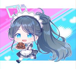 Rule 34 | 1girl, absurdly long hair, apron, aris (blue archive), aris (maid) (blue archive), black dress, black footwear, black hair, blue archive, blue eyes, blush, cake, chocolate, dress, food, frilled apron, frills, full body, heart, highres, holding, holding plate, kaoling, long hair, maid, maid apron, maid headdress, official alternate costume, official alternate hairstyle, open mouth, pantyhose, plate, ponytail, puffy short sleeves, puffy sleeves, ringed eyes, shoes, short sleeves, smile, solo, very long hair, white apron, white pantyhose
