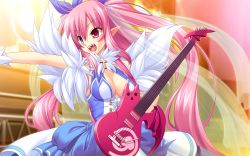 Rule 34 | 1girl, chu x chu! on the move, chu x chu idol, female focus, game cg, guitar, highres, indoors, instrument, long hair, multicolored hair, open mouth, pink hair, solo, twintails