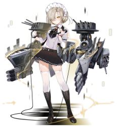 Rule 34 | 1girl, azur lane, belt, black footwear, black skirt, boots, bow, bowtie, braid, brooch, brown hair, collared shirt, cross-laced footwear, fingerless gloves, full body, garter straps, gloves, hair over one eye, headdress, holding, holding microphone, idol, jewelry, knee boots, long sleeves, looking at viewer, machinery, maya g, microphone, miniskirt, official alternate costume, official art, pleated skirt, sheffield (azur lane), sheffield (muse) (azur lane), shirt, shirt tucked in, short hair, skindentation, skirt, solo, standing, thighhighs, torpedo, torpedo launcher, transparent background, turret, white gloves, white shirt, white thighhighs, yellow eyes, zettai ryouiki
