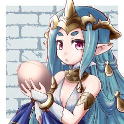 Rule 34 | 2girls, :d, absurdly long hair, armlet, bare shoulders, blue hair, bracelet, bracer, breasts, bridal gauntlets, cleavage, collarbone, dress, earrings, eye contact, facing viewer, green hair, grey background, hair ornament, hair rings, headpiece, highres, jewelry, leglet, light blue hair, long hair, looking at another, looking at viewer, luca (seiken densetsu), multiple girls, open mouth, outside border, own hands together, pointy ears, purple eyes, sakana (syake), sash, seiken densetsu, seiken densetsu 2, simple background, small breasts, smile, solo, standing, thick eyebrows, tiara, toes, very long hair, white background, white dress