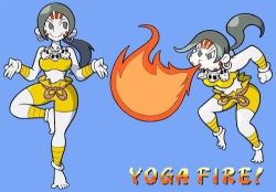 Rule 34 | breath weapon, breathing fire, cosplay, dhalsim (cosplay), fire, lowres, nintendo, simple background, street fighter, wii fit, wii fit trainer, wii fit trainer (female), yoga