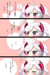 Rule 34 | ..., 1girl, 4koma, :&lt;, absurdres, antenna hair, azur lane, blush, chibi, closed eyes, closed mouth, comic, commander (azur lane), commentary request, gloves, hair ornament, hand up, headpat, highres, kurukurumagical, long hair, long sleeves, multicolored hair, notice lines, out of frame, parted lips, prinz eugen (azur lane), red eyes, red hair, silver hair, streaked hair, translation request, two side up, white gloves