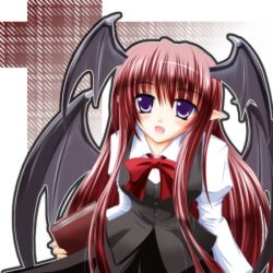 Rule 34 | 1girl, bat wings, female focus, head wings, koakuma, shirotsuki kouta, solo, embodiment of scarlet devil, touhou, wings