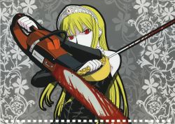 Rule 34 | 00s, absurdres, blonde hair, blood, chainsaw, highres, hime (kaibutsu oujo), kaibutsu oujo, scan, sword, weapon