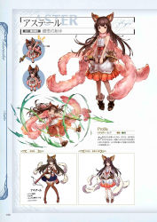Rule 34 | 10s, 1girl, ;o, animal ears, arrow (projectile), aster (granblue fantasy), bare arms, bare legs, bow, bow (weapon), brown eyes, brown footwear, brown hair, buttons, character name, chibi, closed mouth, concept art, crossbow, dress, elbow gloves, erune, feather boa, flat chest, frown, full body, fur trim, gloves, granblue fantasy, hair ornament, highres, holding, holding weapon, long hair, looking at viewer, minaba hideo, multiple views, non-web source, official art, one eye closed, open mouth, pouch, red bow, scan, shoes, simple background, standing, thighhighs, v arms, weapon, zettai ryouiki