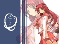 Rule 34 | 00s, 1girl, bag, copyright name, holding, holding bag, kousaka tamaki, red hair, solo, to heart (series), to heart 2, wallpaper