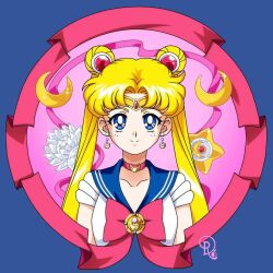 Rule 34 | bishoujo senshi sailor moon, blonde hair, blue eyes, drachea rannak, earrings, jewelry, long hair, magical girl, sailor moon, short sleeves, tsukino usagi, twintails, upper body