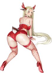 Rule 34 | 1girl, animal ears, ass, bare shoulders, battle, blonde hair, blue eyes, blush, breasts, christmas, deer ears, deer tail, defeat, fake animal ears, fake antlers, fake tail, fishnet thighhighs, fishnets, fur-trimmed leotard, fur trim, hair intakes, hair ornament, high heels, highleg, highleg leotard, highres, injury, kneeling, large breasts, last origin, leotard, light green hair, long hair, looking at viewer, looking back, mechanical parts, median furrow, micro shorts, mistletoe hair ornament, no bra, official alternate costume, official art, red footwear, red leotard, red shorts, red thighhighs, red wrist cuffs, ribbed leotard, ribbon, shorts, shoulder blades, sideboob, sitting, skindentation, solo, taesi, tail, tally, tearing up, thighhighs, torn clothes, torn footwear, torn leotard, torn shorts, torn thighhighs, transparent background, very long hair, wraithy (last origin), wrist cuffs