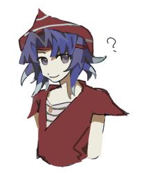 Rule 34 | 1other, ?, aaayamitsu, androgynous, blue hair, chinese commentary, closed mouth, commentary request, grey eyes, hat, highres, len&#039;en, light blue hair, multicolored hair, other focus, parted bangs, pink shirt, red hat, senri haiji, shirt, simple background, sketch, smile, solo, striped clothes, striped headwear, striped shirt, upper body, white background