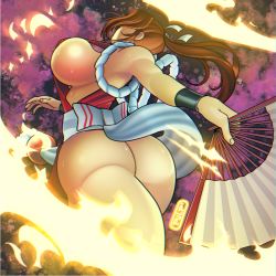 Rule 34 | 1girl, ass, breasts, fatal fury, highres, huge ass, huge breasts, ponytail, shiranui mai