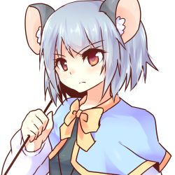 Rule 34 | 1girl, animal ears, bad id, bad pixiv id, bow, capelet, female focus, grey hair, koza, kozakura (dictionary), mouse ears, mouse tail, nazrin, red eyes, solo, tail, touhou, upper body