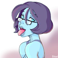 Rule 34 | 1girl, bintend9, cortana, female focus, glasses, halo (game), text focus, tongue, tongue out