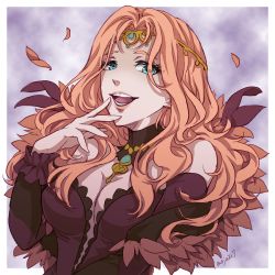Rule 34 | bare shoulders, blue eyes, breasts, brooch, circlet, cornelia arnim, detached sleeves, feathers, fire emblem, fire emblem: three houses, jewelry, large breasts, long hair, mojakkoro, nintendo, ojou-sama pose, open mouth, pink hair, solo