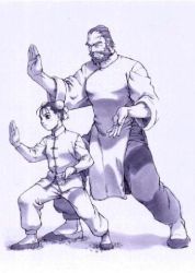 Rule 34 | 1990s (style), age difference, beard, bengus, capcom, china, chinese text, chun-li, dorai, double bun, facial hair, father and daughter, game, kung fu, lowres, official art, street fighter, street fighter ii (series), training, aged down