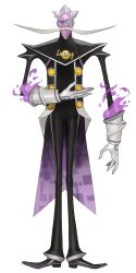 Rule 34 | 1boy, arlon the serene, colored skin, facial hair, full body, gloves, highres, hirooka masaki, kid icarus, kid icarus uprising, male focus, monocle, mustache, nintendo, official art, purple skin, simple background, solo, white background, white hair