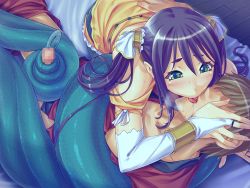 Rule 34 | 1boy, 1girl, bare shoulders, bubuzuke, censored, detached sleeves, erection, faceless, faceless male, femdom, french kiss, from above, game cg, green eyes, hair ornament, hair tassel, hands on another&#039;s back, hands on another&#039;s face, hetero, kiss, lamia, lamia hygieia, mamonomusume to no seikatsu, mamonomusume to no seikatsu ~ramia no baai~, monster girl, mosaic censoring, purple hair, tail, tailjob, tassel, tassel hair ornament, urethral insertion
