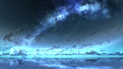 Rule 34 | chinese commentary, cloud, commentary, highres, lens flare, night, night sky, no humans, original, outdoors, rune xiao, scenery, signature, sky, star (sky), starry sky, still life