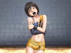 Rule 34 | 1990s (style), 1girl, breasts, cleavage, crimson comics, ff fight ultimate 2, final fantasy, final fantasy vii, game cg, open mouth, solo, yuffie kisaragi