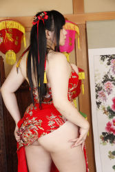 Rule 34 | 1girl, asian, ass, black hair, china dress, chinese clothes, chouzuki maryou, dress, female focus, high heels, highres, huge ass, photo (medium), plump, shoes, solo